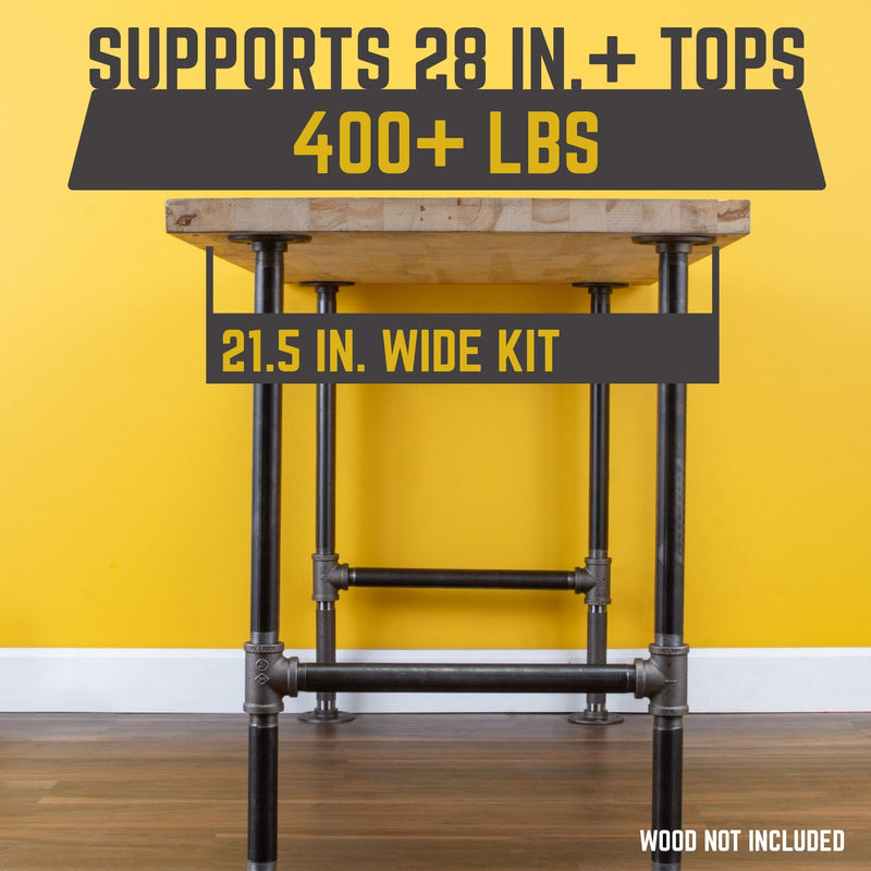 1 in. Heavy Duty H Round Flange Pipe Desk Legs - 2 Pack