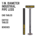 1 in. x 18 in. Round Flange Pipe Table Legs - 4 Pack by PIPE DECOR