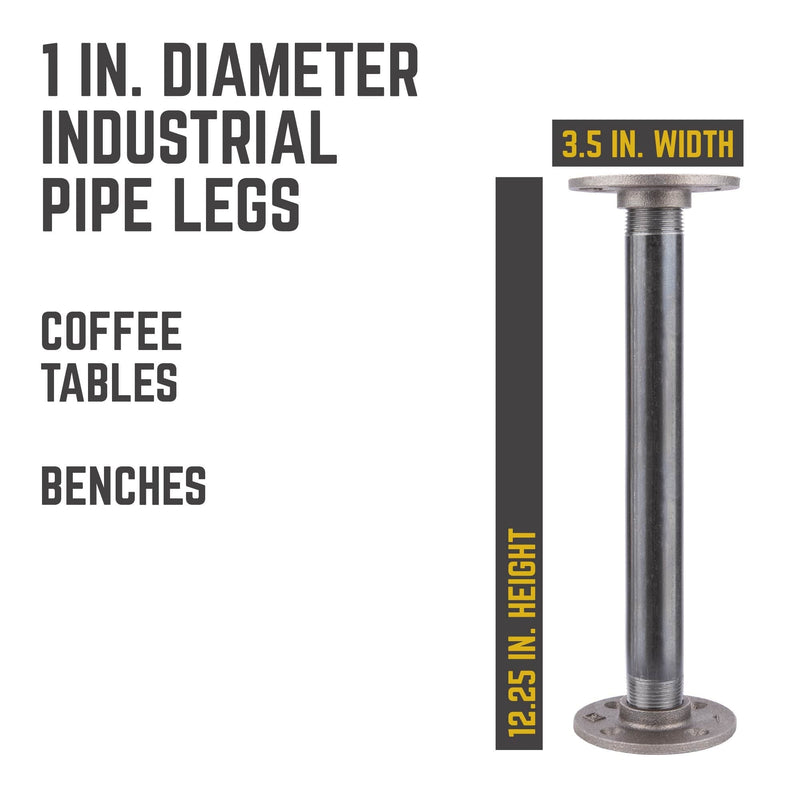 1 in. x 12 in. Round Flange Pipe Table Legs - 4 Pack