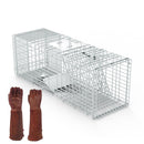 Humane Cat Trap Cage With Gloves Catch Release Live Animal Rodent Cage Collapsible Galvanized Wire for Raccoons Beavers Groundhogs Foxes Armadillos