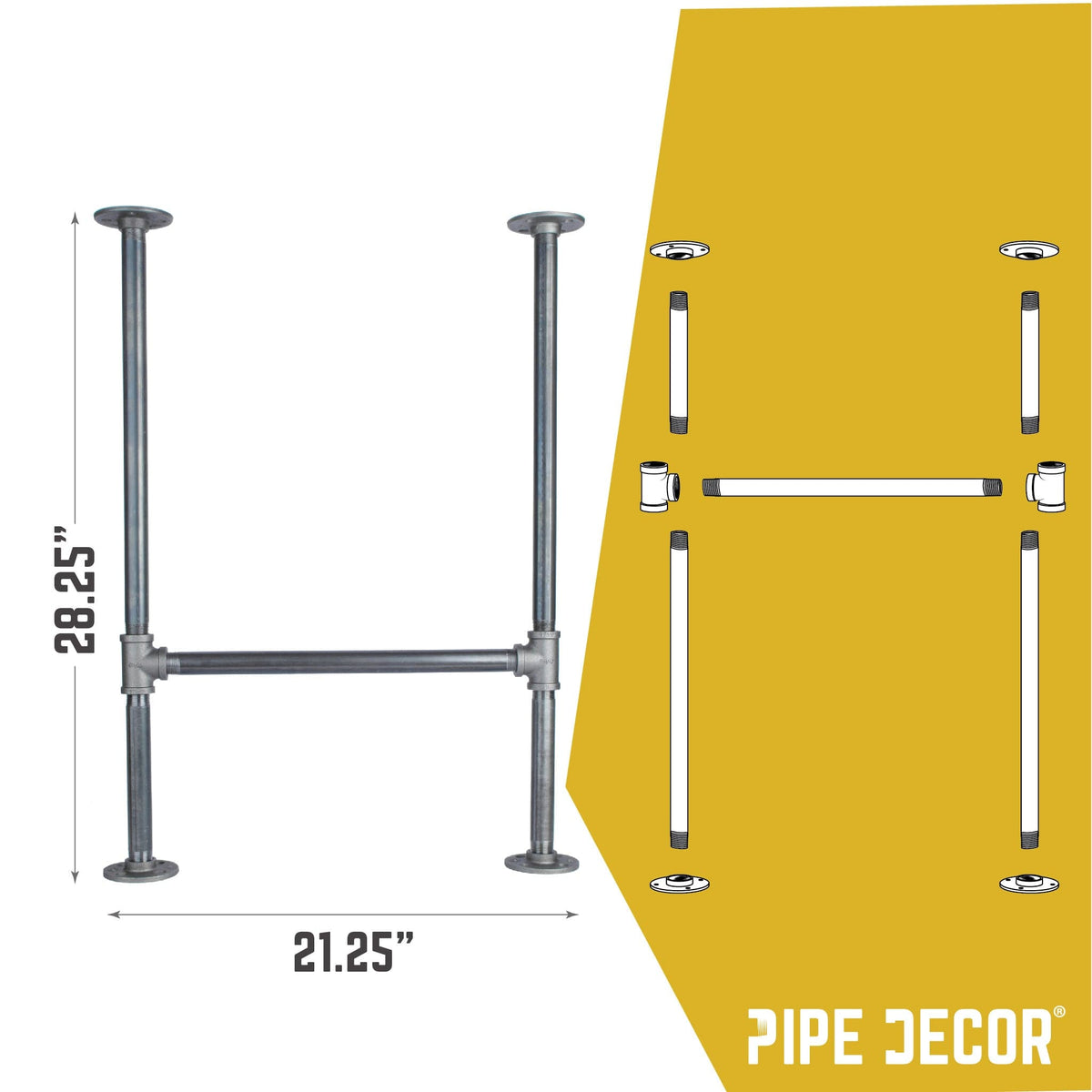 3/4 in. H Pipe Desk Legs - 2 Pack, photo 3 of 9