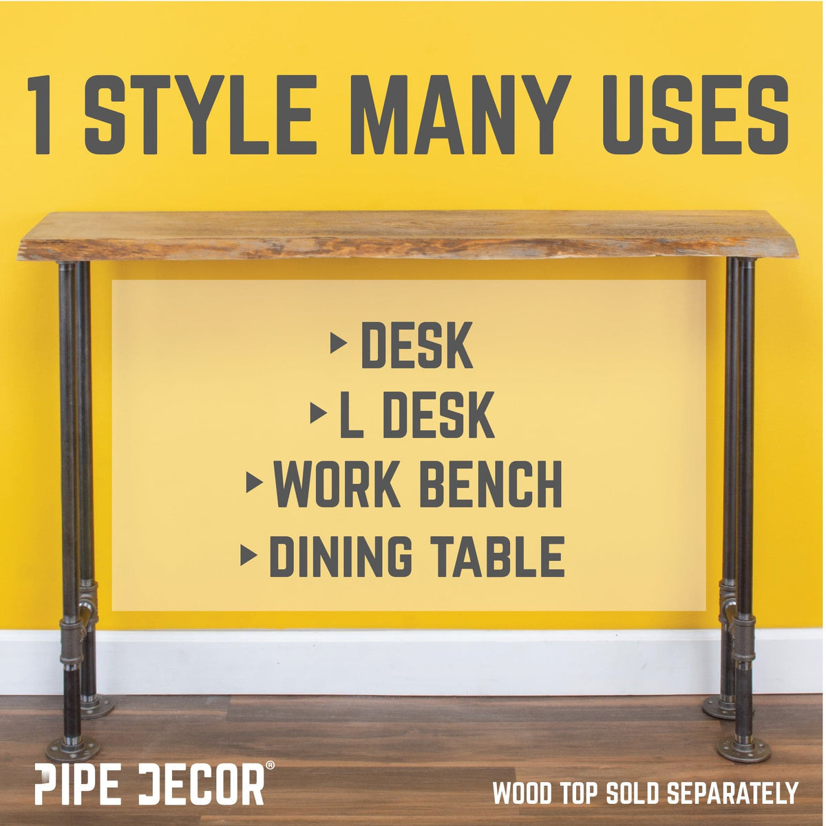 3/4 in. H Pipe Desk Legs - 2 Pack, photo 5 of 9