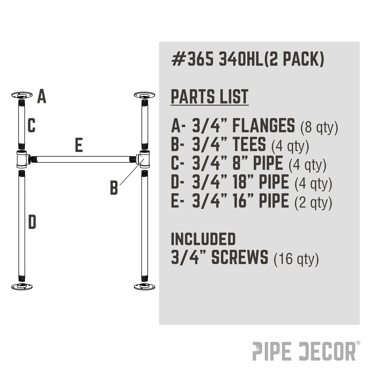 3/4 in. H Pipe Desk Legs - 2 Pack, photo 9 of 9