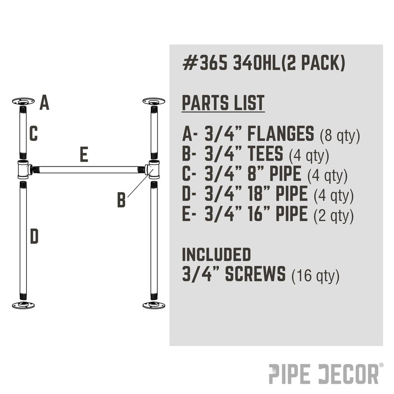 3/4 in. H Pipe Desk Legs - 2 Pack, photo 9 of 9