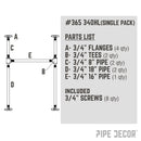 3/4 in. H Pipe Desk Main. Leg - 1 Leg