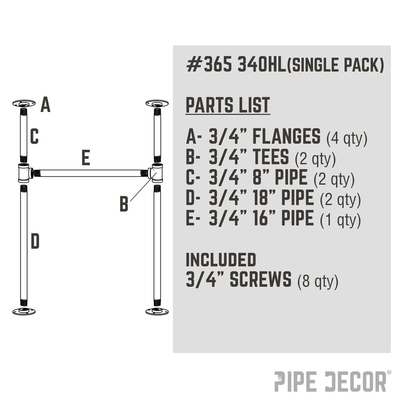 3/4 in. H Pipe Desk Main. Leg - 1 Leg