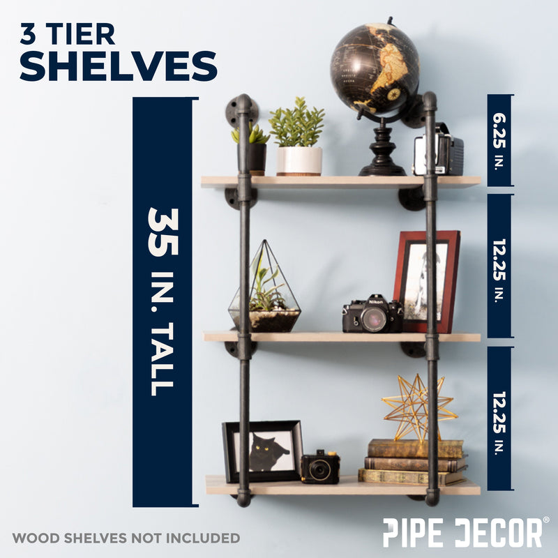 3 -Tier Wall Mounted Shelf By PIPE DECOR