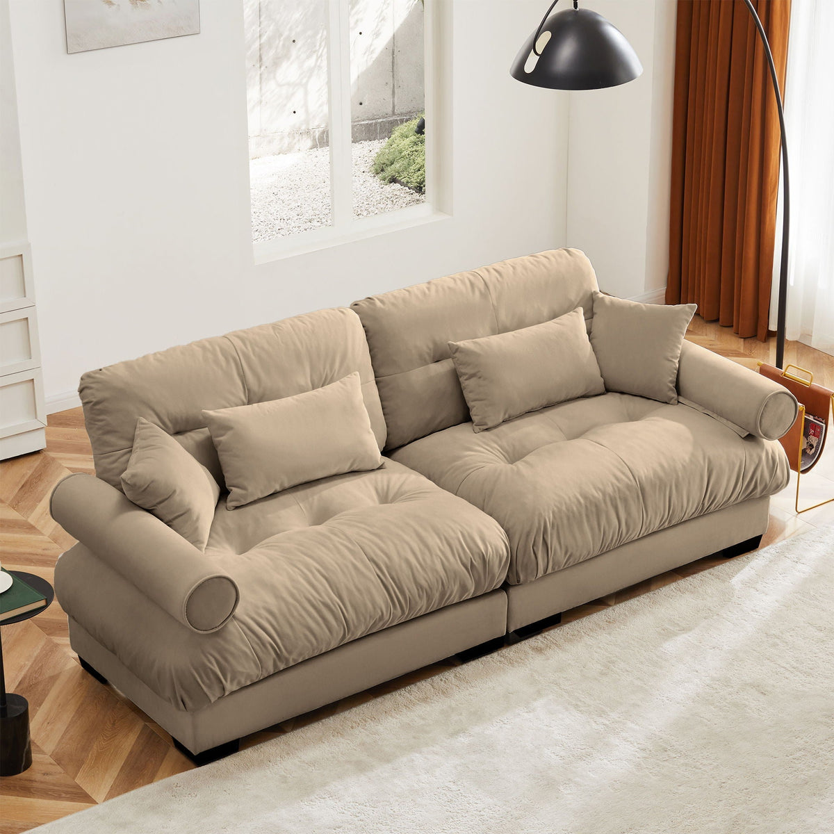 Modern Oversize Sofa With Cloud Like Comfort, Featuring Waist And Throw Pillows, photo 15 of 28