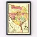 Vintage Map of Texas 1837