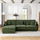 L-Shaped Sectional Sofa With Ottoman, Convertible 4 Seater Couch by HouseOfZazla