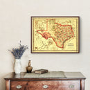 Vintage Map of Texas 1866
