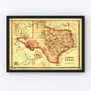 Vintage Map of Texas 1866