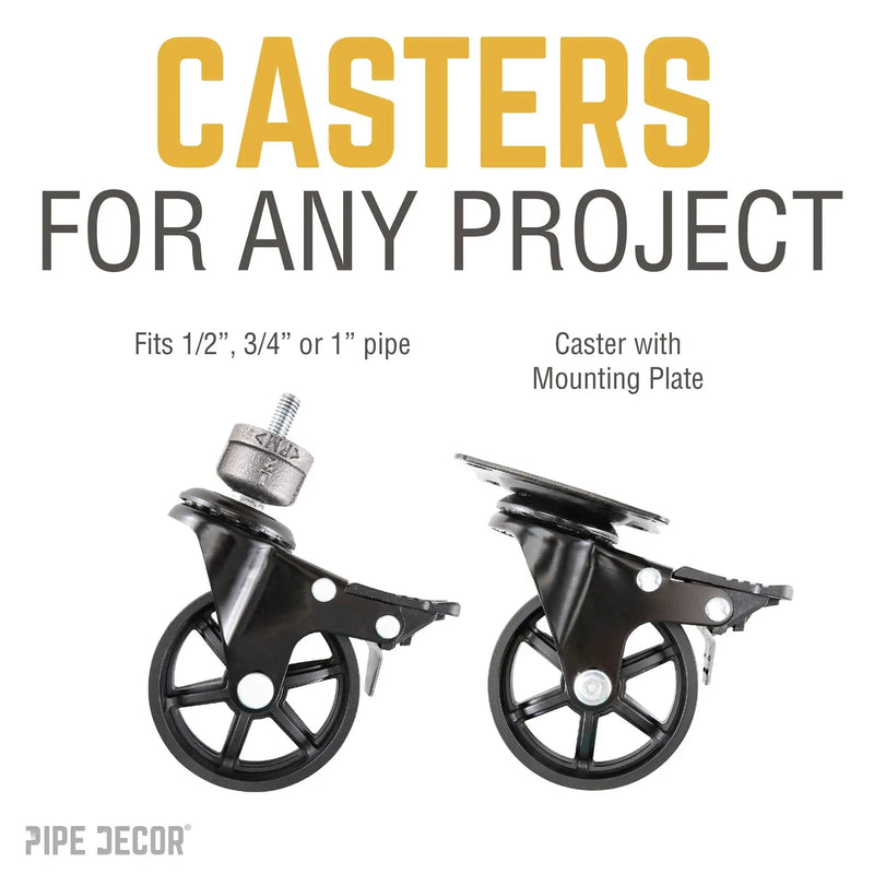 Swivel Caster Wheels for  1” Pipe with Locking Mechanism (4-Pack), photo 8 of 8