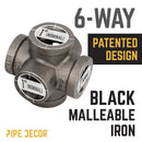 1 in. Black 6-Way Fitting by PIPE DECOR