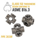 1 in. Black 6-Way Fitting by PIPE DECOR
