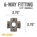 3/4 in. Black 6-Way Fitting by PIPE DECOR