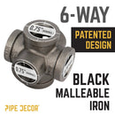 3/4 in. Black 6-Way Fitting by PIPE DECOR