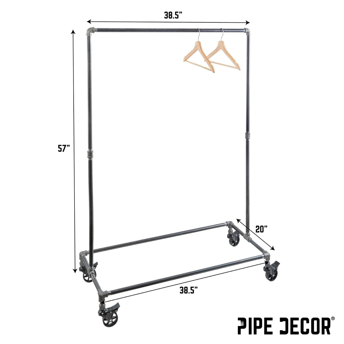 58 in. Rolling Single Rod Clothing Rack, photo 2 of 9