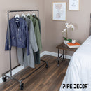 58 in. Rolling Single Rod Clothing Rack