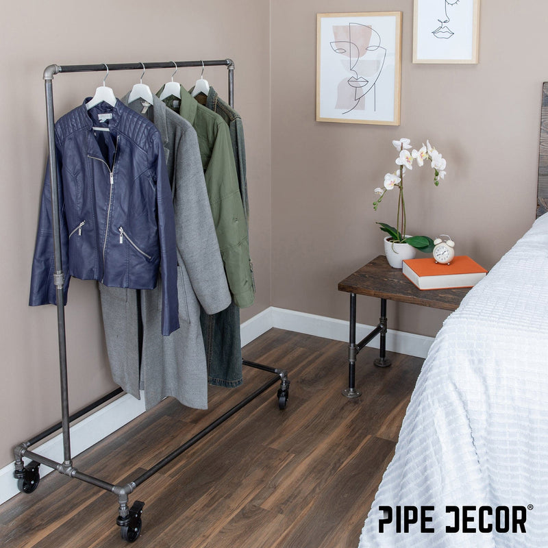 58 in. Rolling Single Rod Clothing Rack