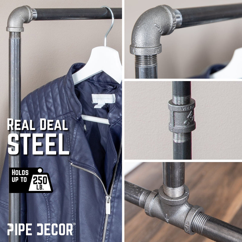 58 in. Rolling Single Rod Clothing Rack