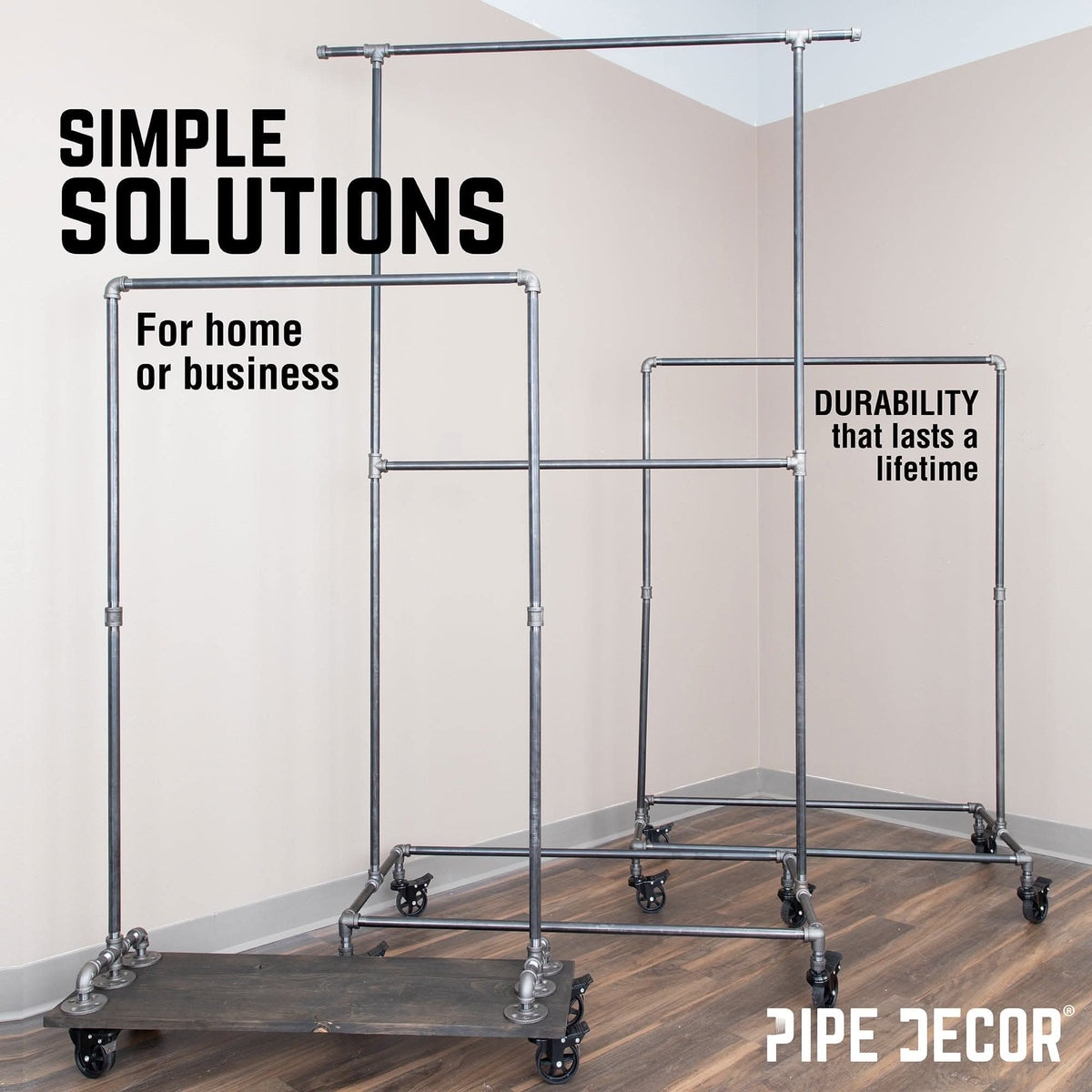 58 in. Rolling Single Rod Clothing Rack, photo 6 of 9