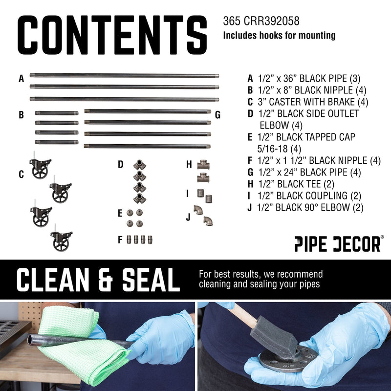 58 in. Rolling Single Rod Clothing Rack