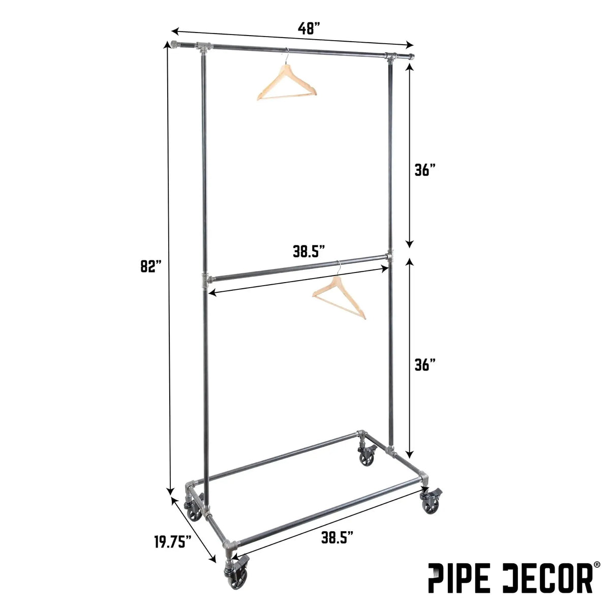 82 in. Rolling Double Rod Clothing Rack, photo 2 of 9