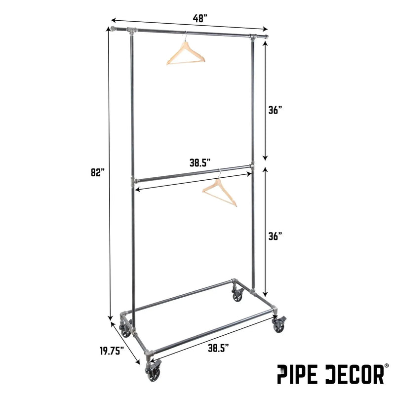 82 in. Rolling Double Rod Clothing Rack, photo 2 of 9