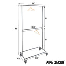 82 in. Rolling Double Rod Clothing Rack by PIPE DECOR