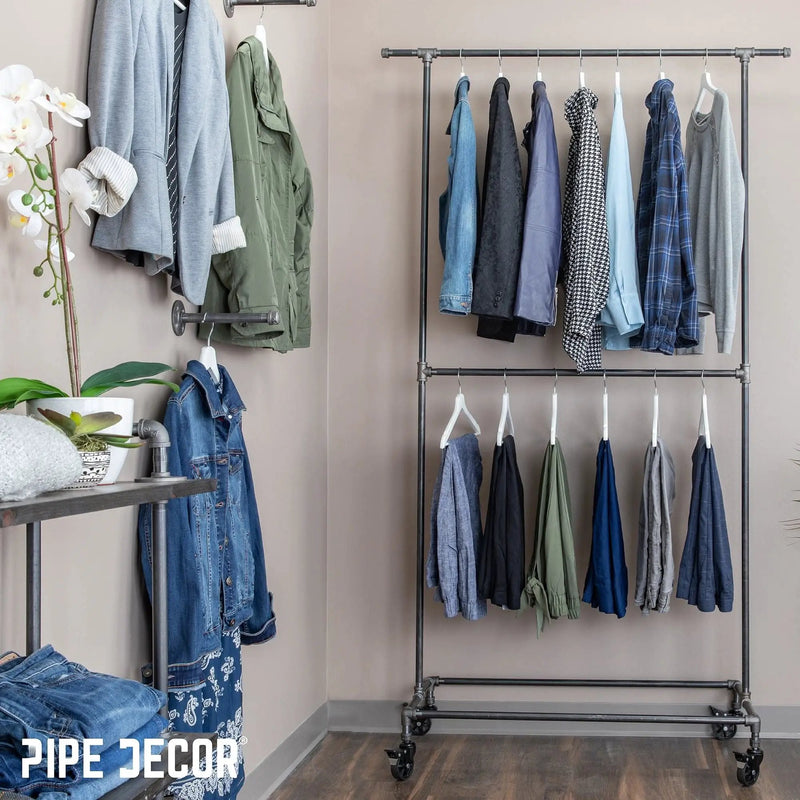 82 in. Rolling Double Rod Clothing Rack, photo 3 of 9