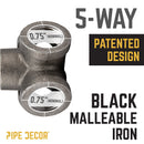 3/4 in. Black 5-Way Fitting by PIPE DECOR