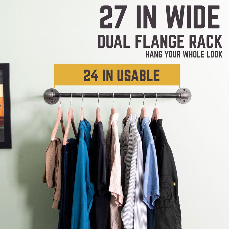 24 in. Industrial Pipe Clothing Rack (Wall Mounted)