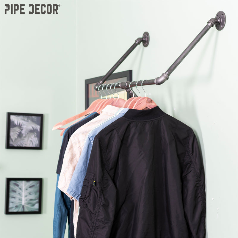 28 in. Tri-flange Wall Mounted Clothing Rack By PIPE DECOR