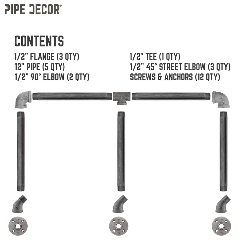 28 in. Tri-flange Wall Mounted Clothing Rack By PIPE DECOR