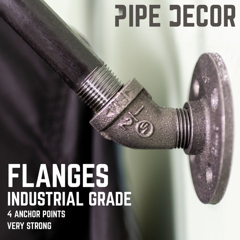 24 in. Quad-Flange Wall Mounted Clothing Rack By PIPE DECOR