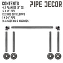 24 in. Quad-Flange Wall Mounted Clothing Rack By PIPE DECOR