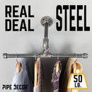 Wall-Mounted Tee-Style Pipe Clothing Rack