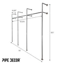 115 in. Wall Mounted Clothing Rack, Triple