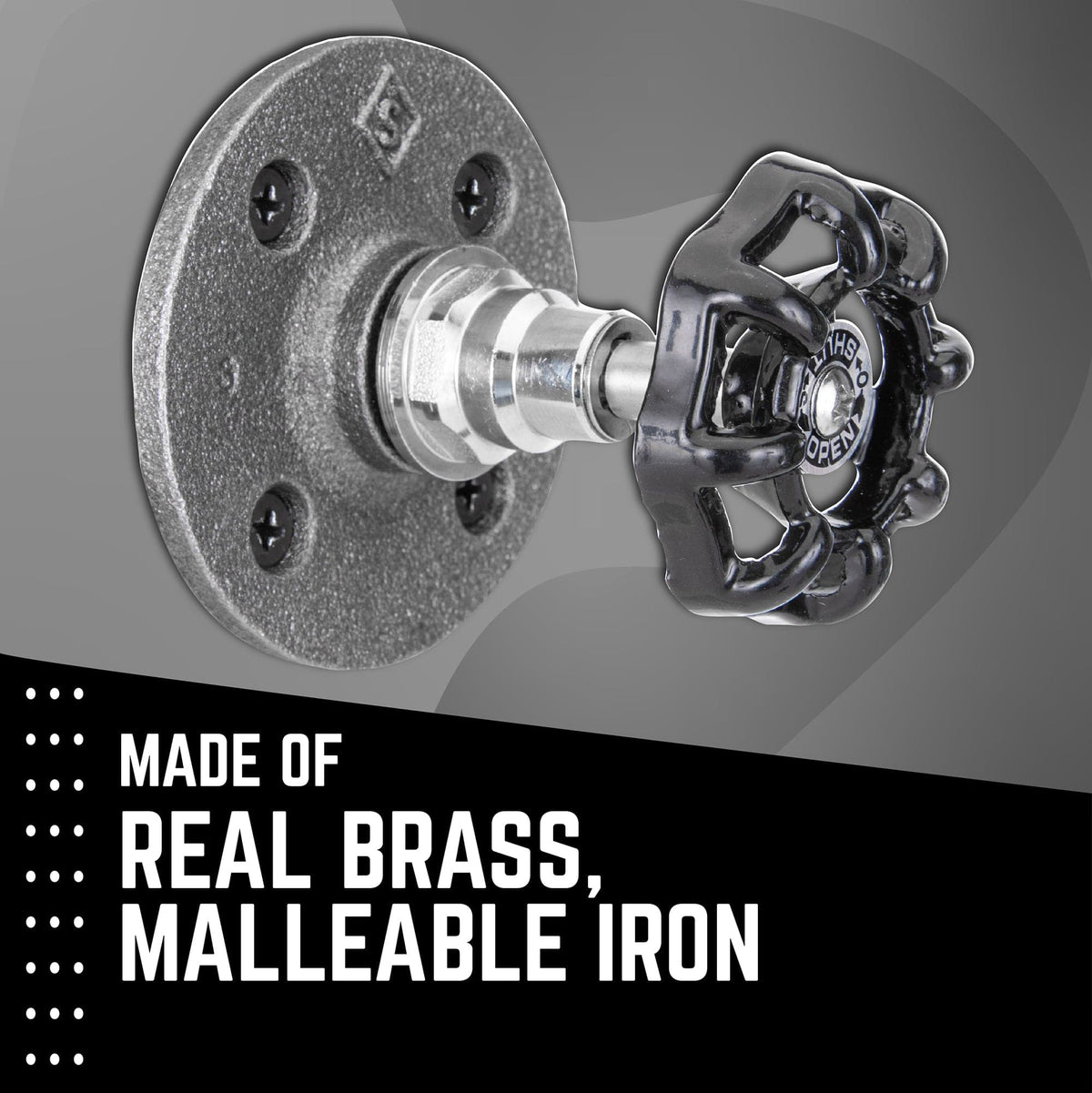 Black Industrial Spigot Wall Hook with Flange (2-Pack), photo 7 of 9