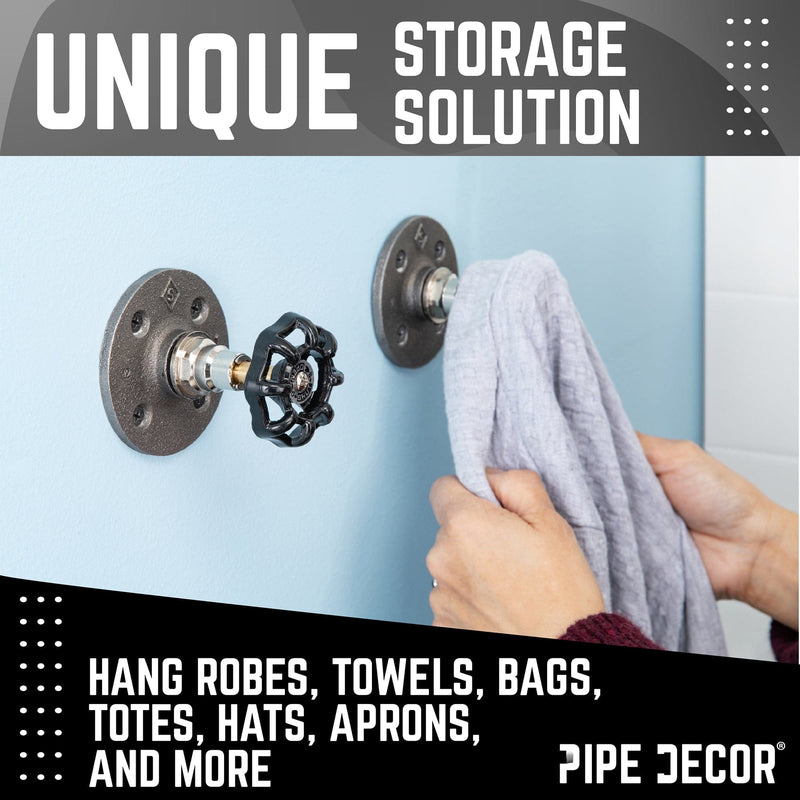 Black Industrial Spigot Wall Hook with Flange (2-Pack), photo 2 of 9