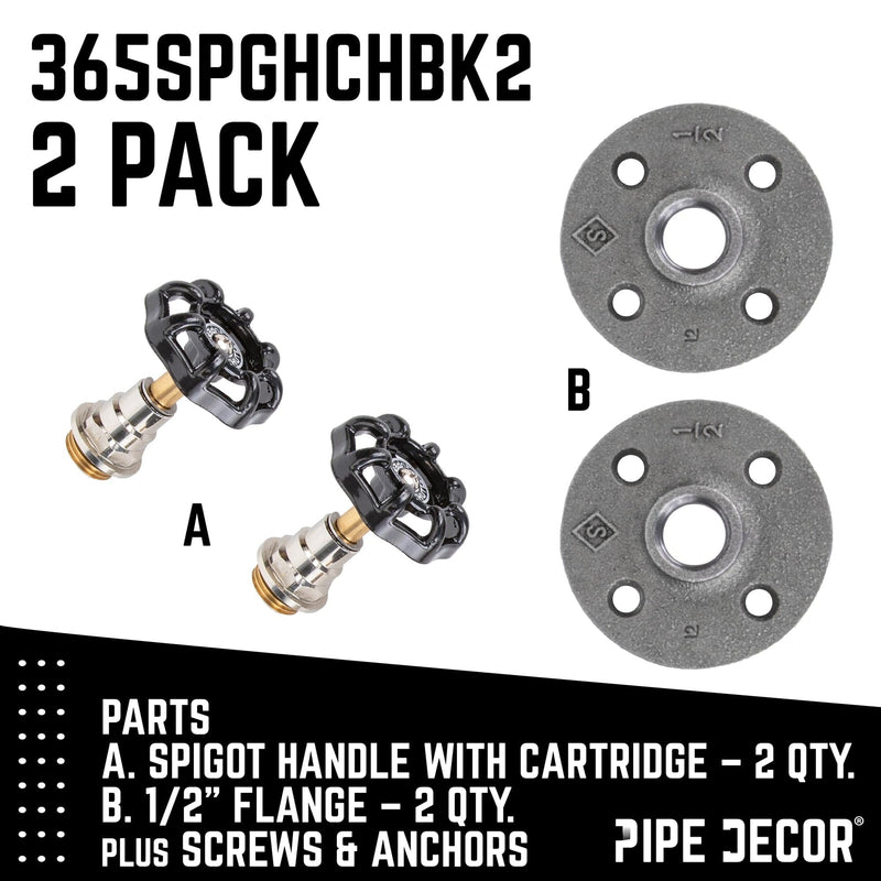 Black Industrial Spigot Wall Hook with Flange (2-Pack), photo 9 of 9