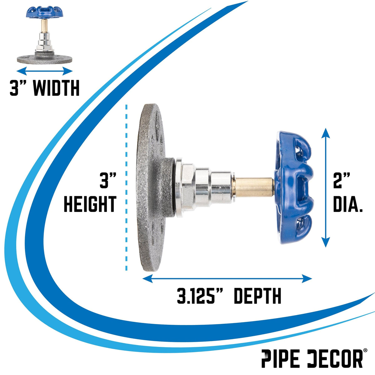 Blue Industrial Spigot Wall Hook with Flange (2-Pack), photo 3 of 9