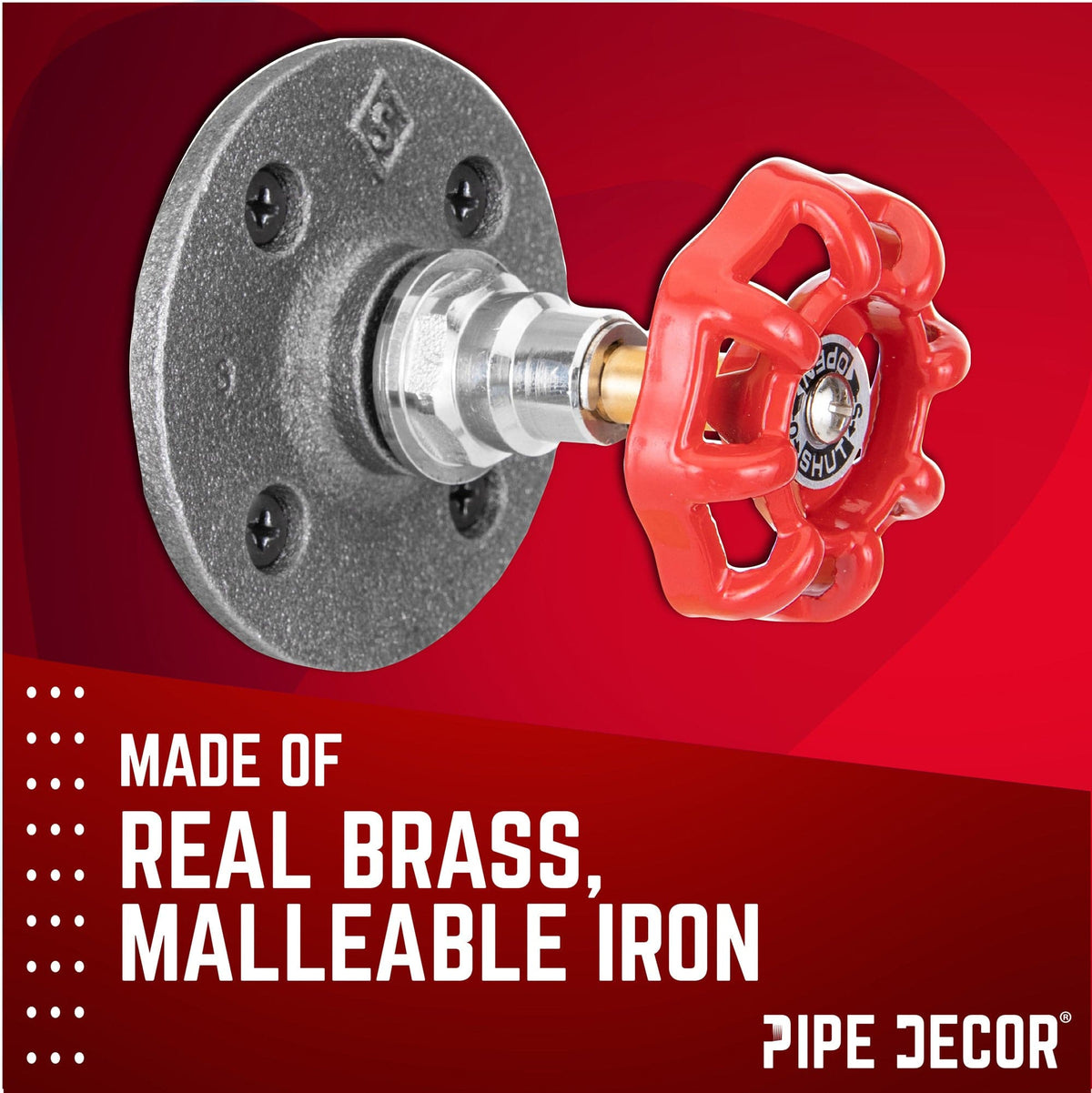 Red Industrial Spigot Wall Hook with Flange (2-Pack), photo 2 of 9