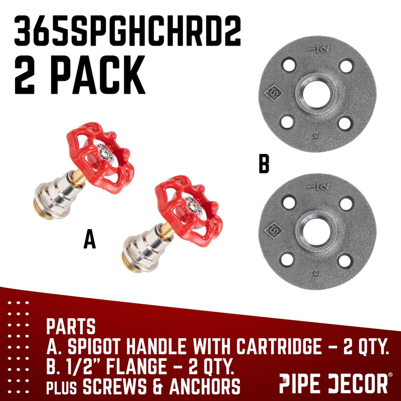 Red Industrial Spigot Wall Hook with Flange (2-Pack), photo 9 of 9