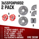 Red Industrial Curved Spigot Wall Hook with Flange (2-Pack)