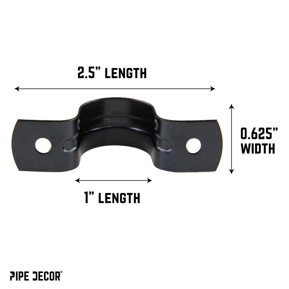 Black Steel U-shaped Pipe Straps for ½” Pipe, photo 2 of 9