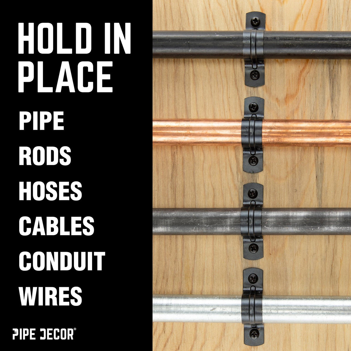 Black Steel U-shaped Pipe Straps for ½” Pipe, photo 6 of 9