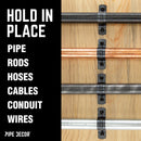 Black Steel U-shaped Pipe Straps for ½” Pipe