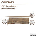 RESTORE Boulder Black 24 in. Live Edge Wood Shelf (Wood Only) by PIPE DECOR